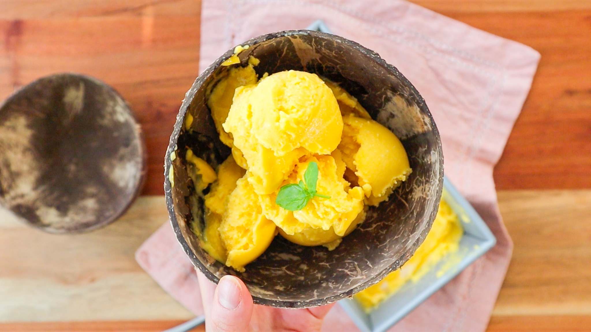 Bowl of mango sorbet