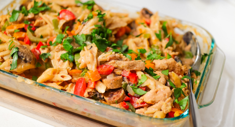 Dump and Bake Cajun Pasta